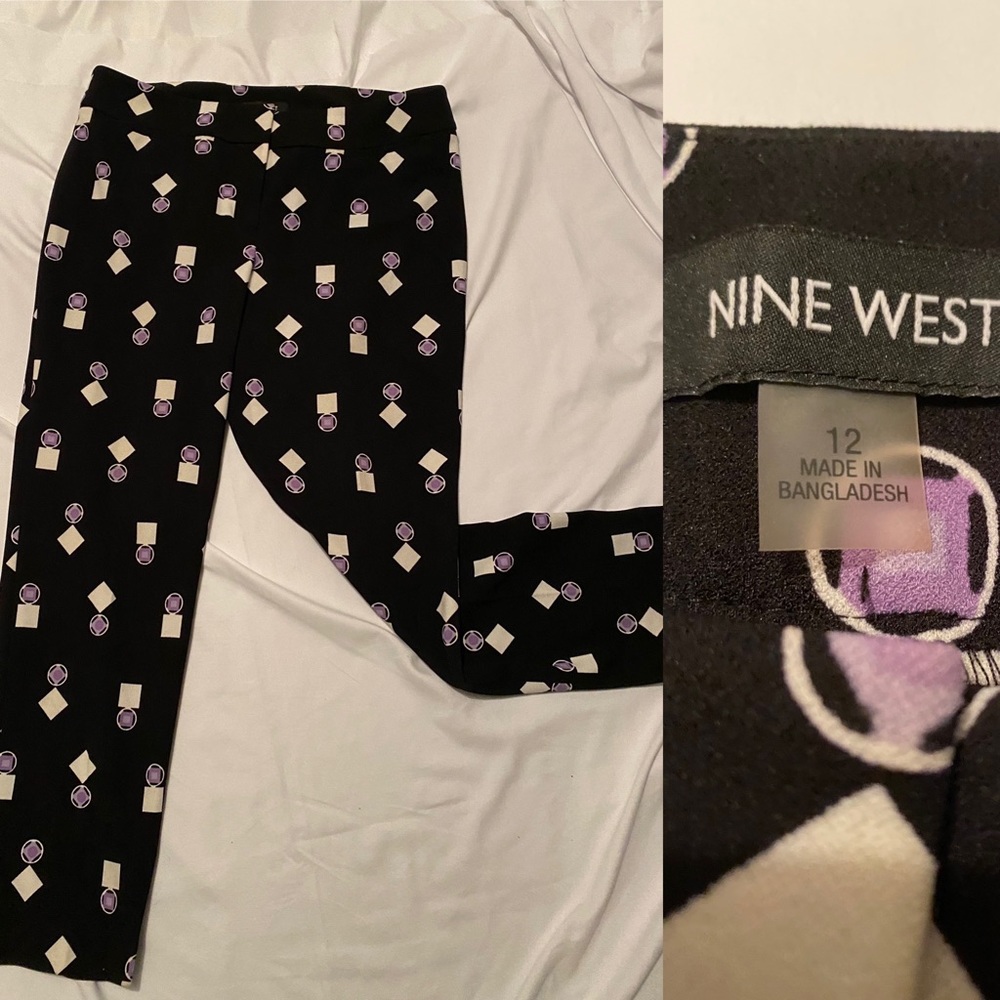 Nine West Black Print Trousers EUC💐Size: 12